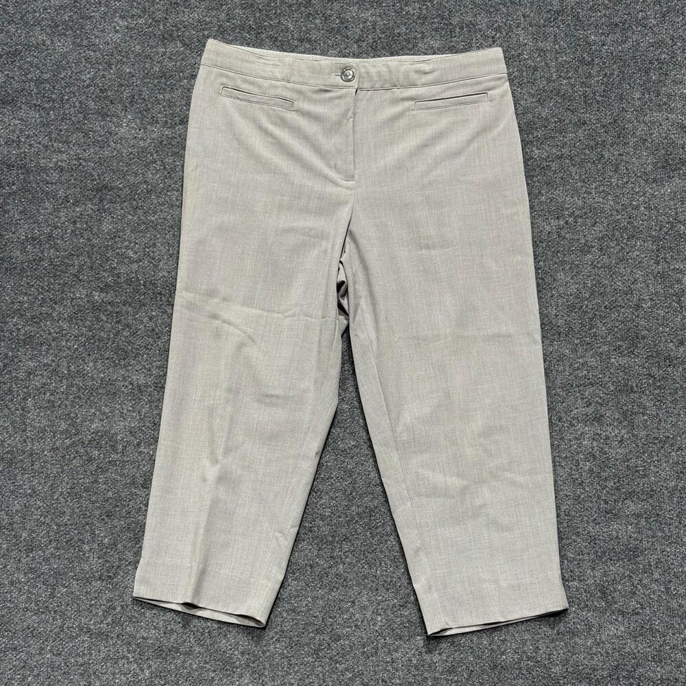 Counterparts Capri Pants Womens 16 Gray Ponte Stretch Zip Slit Hem Dress Office